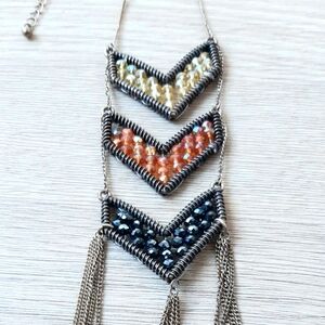 Chevron beaded statement necklace